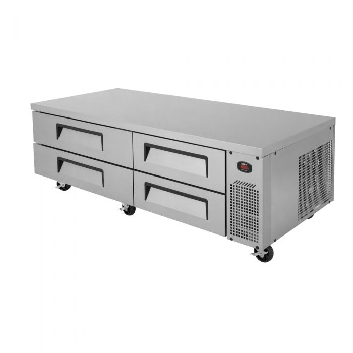 Turbo Air TCBE-72SDR-N 4 Drawer 72" Stainless Steel Chef Base Refrigerator, Optional 6" Extended Top, 12.6 Cu. Ft.