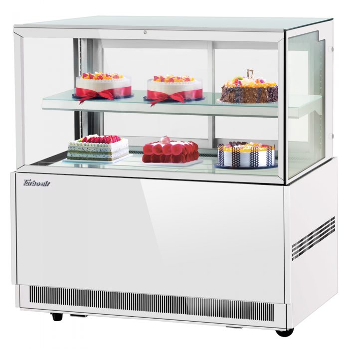Turbo Air TBP48-46FN-W(B) 48" Refrigerated Bakery Display Case, 2 Tiers, Front Open, White or Black, 12.4 Cu. Ft.