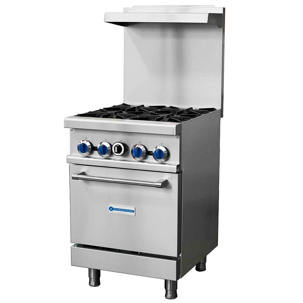 Standard Range SR-R24-NG 24" Natural Gas Commercial Range with 4 Burner, 1 Oven, 153,000 BTU