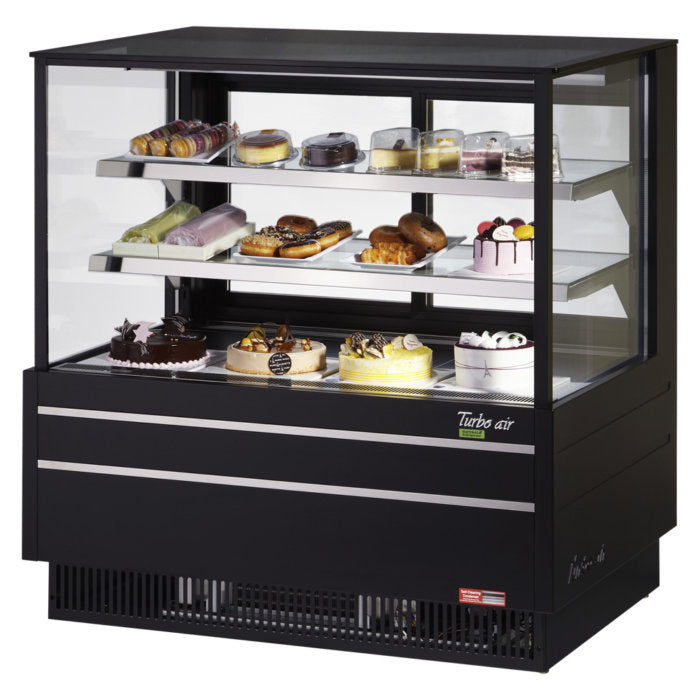 Turbo Air TCGB-48UF-W(B)-N 48" Refrigerated Bakery Display Case, European Straight Front Glass, White or Black, 15.6 Cu. Ft.