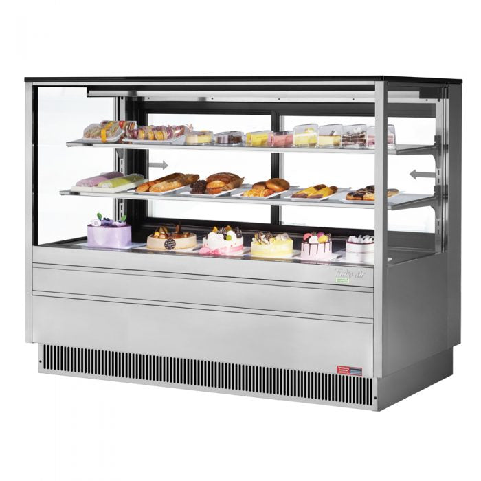 Turbo Air TCGB-72UF-S-N 72" Refrigerated Bakery Display Case, European Straight Front Glass, Stainless steel, 23.2 Cu. Ft.