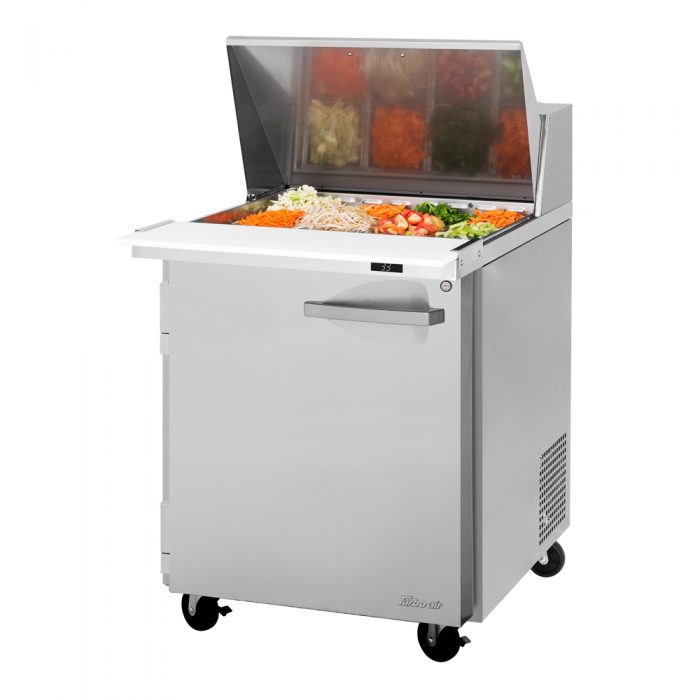 Turbo Air PST-28-12-N 1 Solid Door Mega Refrigerated Sandwich and Salad Prep Table, 8 Cu. Ft.