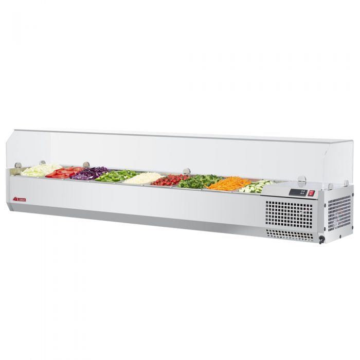 Turbo Air CTST-1800G-N 70" Counter Top Refrigerated Salad Prep Table, Clear hood