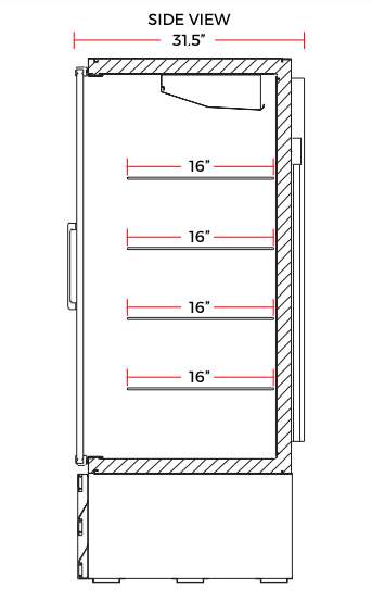 Coldline EGR100 101" Four Glass Swing Door Self-Contained Refrigerated Merchandiser
