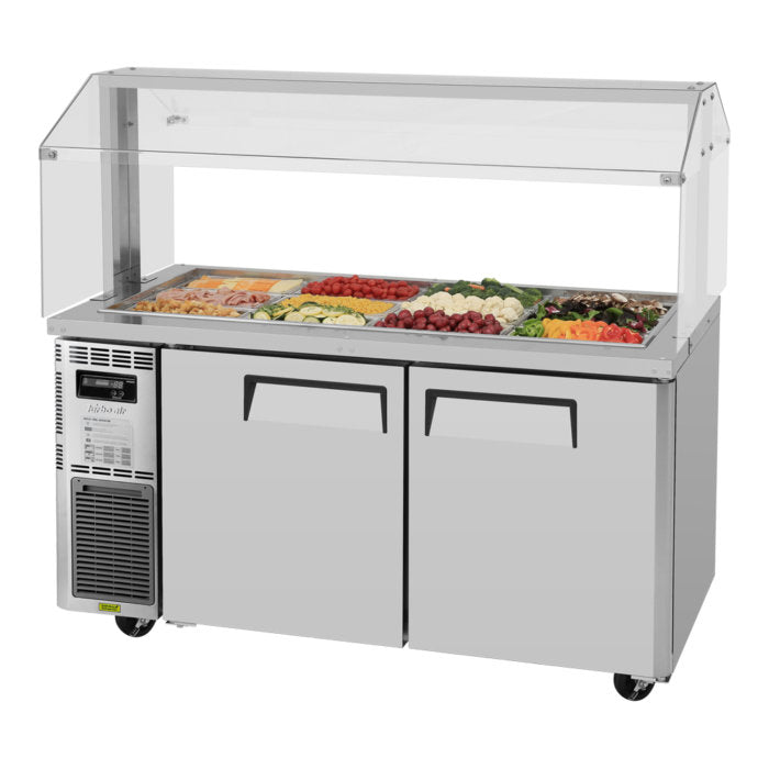 Turbo Air JBT-60-N 2 Solid Door Dual Temp Buffet Display Table, Refrigerated and Heated, Side Mount, 16.6 Cu. Ft.