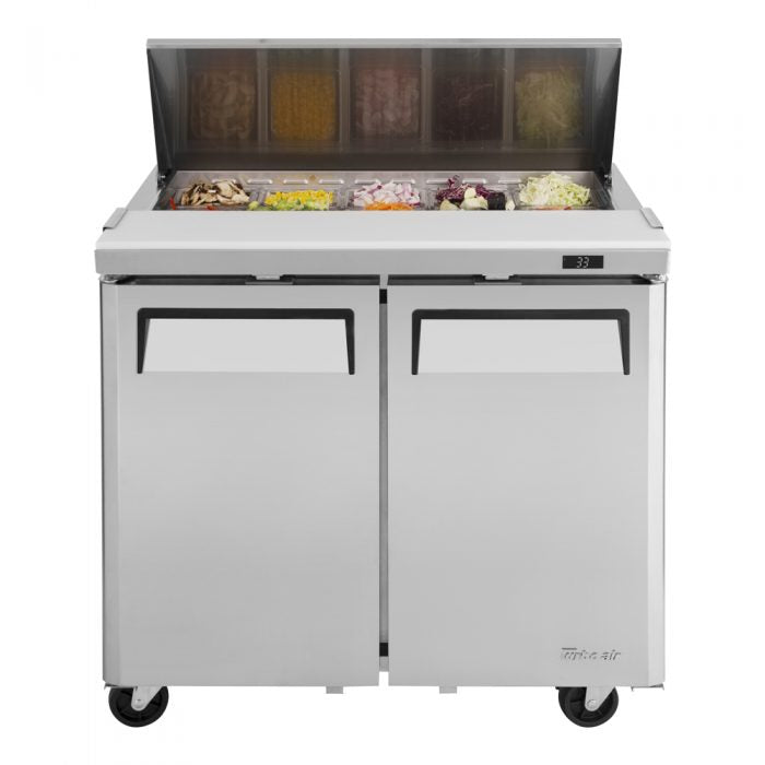 Turbo Air MST-36-N6 2 Solid Door Refrigerated Sandwich Prep Table, 9.5 Cu. Ft.