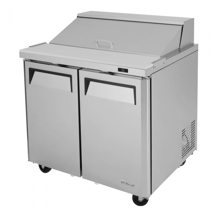 Turbo Air MST-36-N6 2 Solid Door Refrigerated Sandwich Prep Table, 9.5 Cu. Ft.