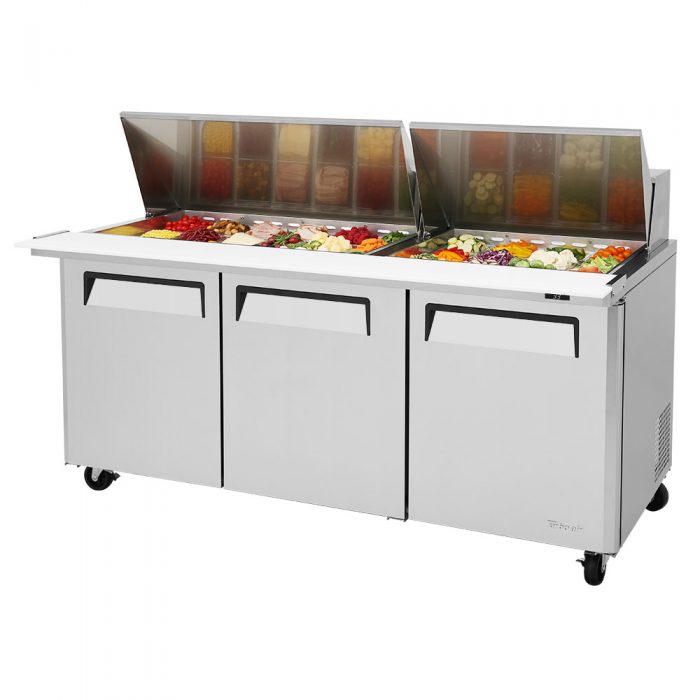 Turbo Air MST-72-30-N 3 Solid Door Mega Top Refrigerated Sandwich Prep Table, 23 Cu. Ft.
