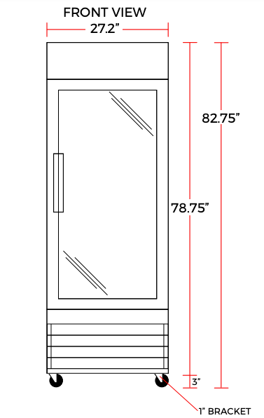 Coldline D12-B 27" Single Glass Swing Door Merchandiser Freezer, Black