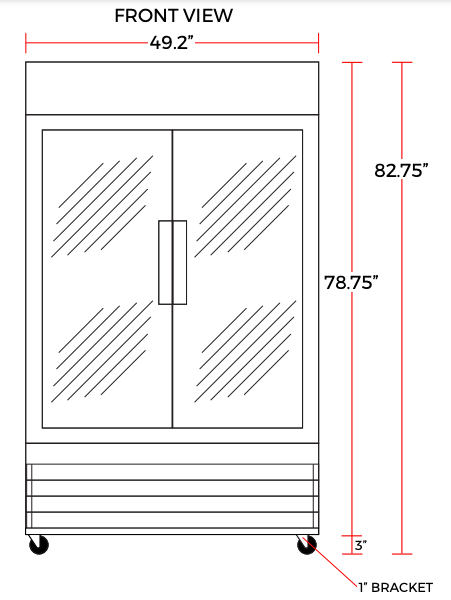 Coldline D48-B 49" Double Glass Swing Door Merchandising Freezer, Black