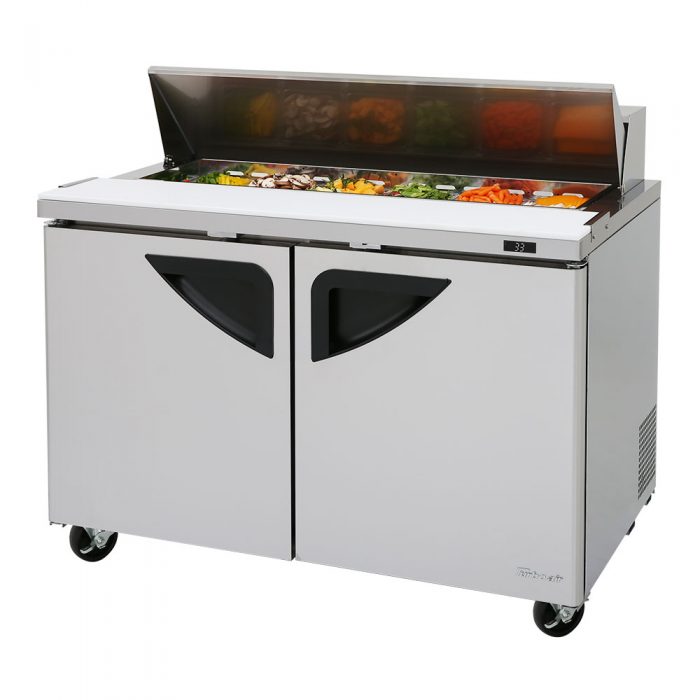 Turbo Air TST-48SD-N 2 Solid Door Refrigerated Sandwich Prep Table, 12 Cu. Ft.