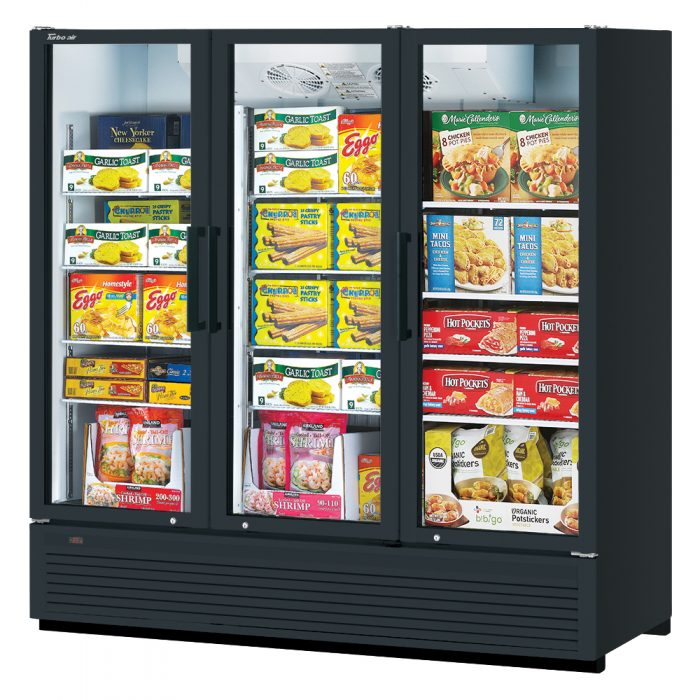 Turbo Air TGF-72SDH-N 3 Door Swing Style Glass Merchandiser Freezer, Full Height, 62.2 Cu. Ft.