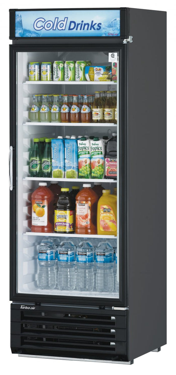 Turbo Air TGM-22RV-N6 1 Door Swing Style Glass Merchandiser Refrigerator, White w/ Black Framed Front