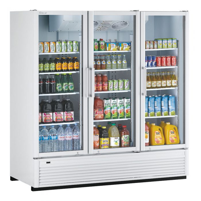 Turbo Air TGM-72SDH-N 3 Door Swing Style Glass Merchandiser Refrigerator, Full Height, 70.4 Cu. Ft.
