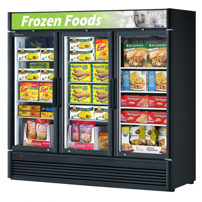 Turbo Air TGF-72SD-N 3 Door Swing Glass Merchandiser Freezer, 60.4 Cu. Ft.