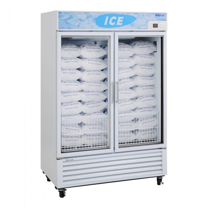 Turbo Air TGIM-49W-N 2 Glass Door Swing Ice Merchandiser, White Cabinet