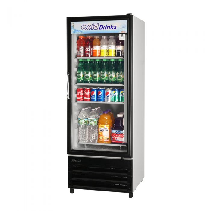Turbo Air TGM-11RV-N6 1 Door Swing Glass Merchandiser Refrigerator, White with Black Framed Front, 10 Cu. Ft.