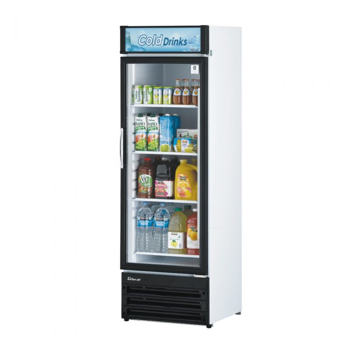 Turbo Air TGM-14RV-N6 1 Door Swing Glass Merchandiser Refrigerator, White with Black Framed Front, 12.1 Cu. Ft.
