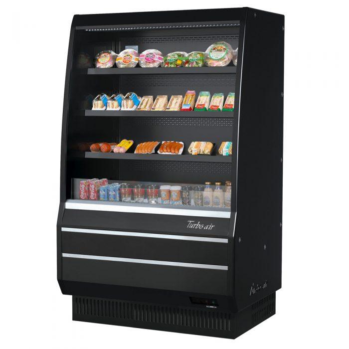 Turbo Air TOM-40MB-SP-N 39" Medium Vertical Open Display Merchandiser, Solid Side Panel, Black