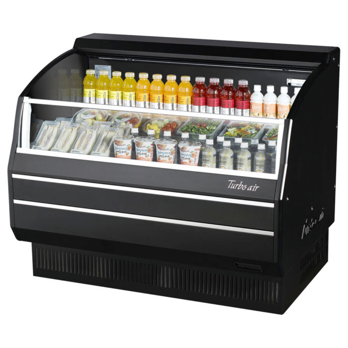 Turbo Air TOM-50SB-SP-N 50" Slim Line Horizontal Open Display Merchandiser, Solid Side Panel, Black, 8.9 Cu. Ft.