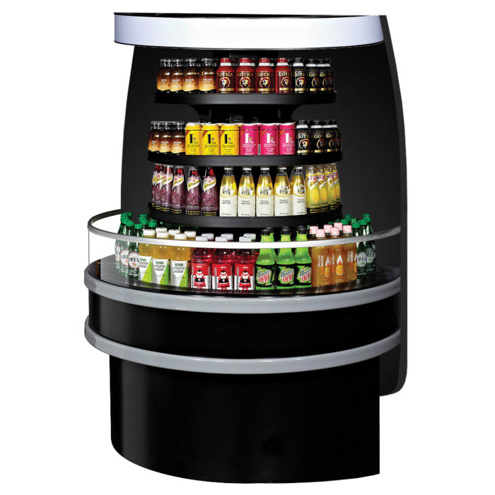Turbo Air TIOM-48RB-N 48" Diameter Semicircle TypeIsland Display Self-Serve Refrigerated Merchandiser, 48"Half-Round, Black, 5.6 Cu. Ft.