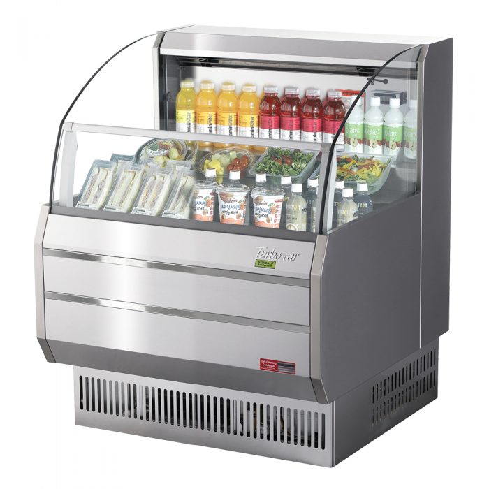 Turbo Air TOM-30SS-N 28" Slim Line, Horizontal Open Display Merchandiser, Stainless steel, 4.7 Cu. Ft.