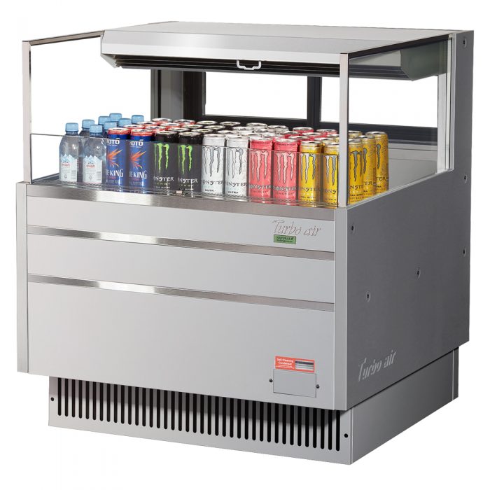 Turbo Air TOM-36L-UFD-S-1S-N 34-3/4" Low Profile Open Display Merchandiser, European Straight Style, Stainless Steel, 4.6 Cu. Ft.