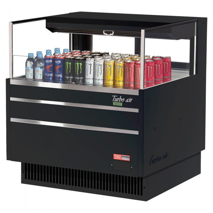 Turbo Air TOM-36L-UFD-W(B)-1S-N 34-3/4" Low Profile Open Display Merchandiser, European Straight Style, 4.6 Cu. Ft.