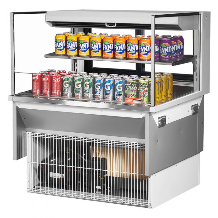 Turbo Air TOM-36L-UFD-W(B)-2SI-N 34-3/4" Low Profile Open Display Merchandiser, 1 shelf, European Straight Style, 7.5 Cu. Ft.