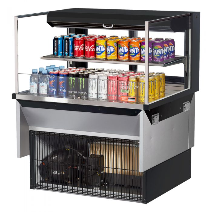 Turbo Air TOM-36L-UFD-W(B)-2SI-N 34-3/4" Low Profile Open Display Merchandiser, 1 shelf, European Straight Style, 7.5 Cu. Ft.