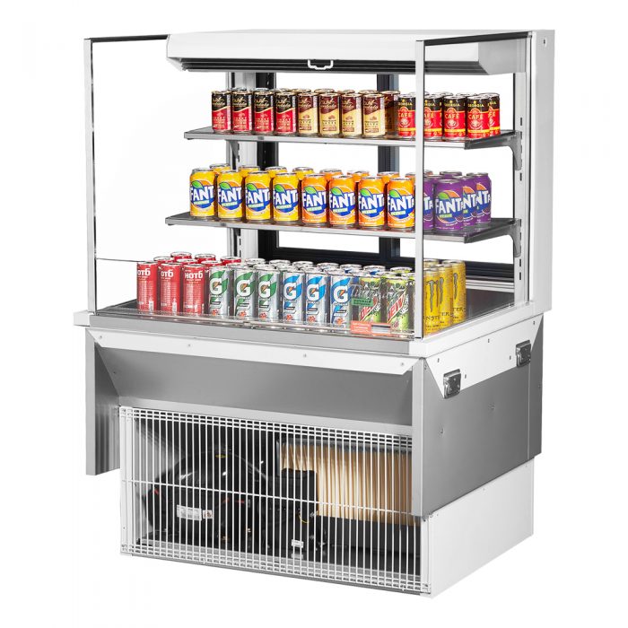 Turbo Air TOM-36L-UFD-W(B)-3SI-N 34-3/4" Low Profile Open Display Merchandiser, 2 shelves, European Straight Style, 11.1 Cu. Ft.