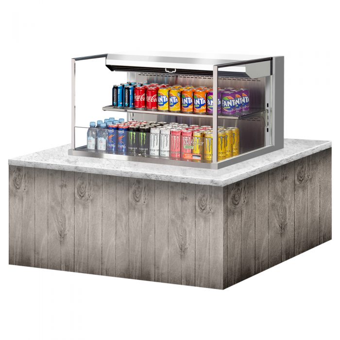 Turbo Air TOM-36L-UF-S-2SI-N 34-3/4" Low Profile Open Display Merchandiser, 1 shelf, European Straight Style, Stainless Steel, 7.5 Cu. Ft.