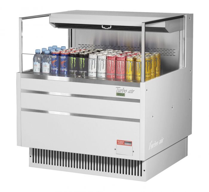 Turbo Air TOM-36L-UF-W(B)-1S-N 34-3/4" Low Profile Open Display Merchandiser, European Straight Style, , 4.6 Cu. Ft.