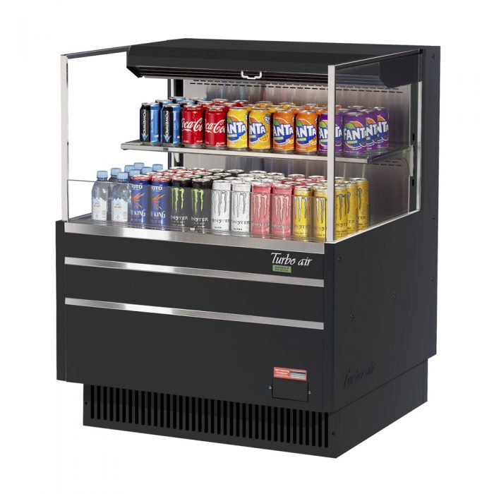 Turbo Air TOM-36L-UF-W(B)-2S-N 34-3/4" Low Profile Open Display Merchandiser, 1 shelf, European Straight Style, , 7.5 Cu. Ft.