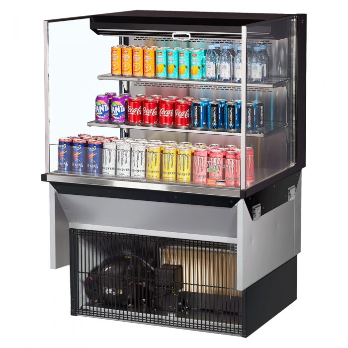 Turbo Air TOM-36L-UF-W(B)-3SI-N 34-3/4" Low Profile Open Display Merchandiser, 2 shelves, European Straight Style, , 11.1 Cu. Ft.