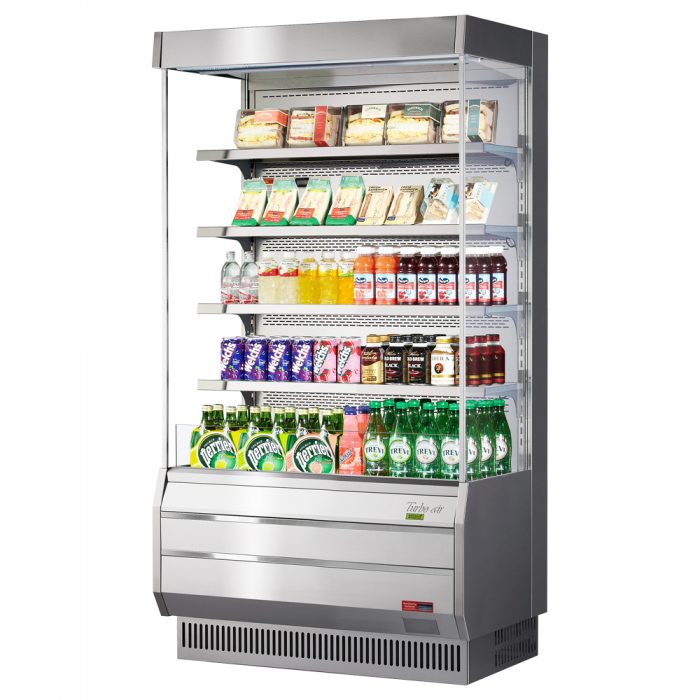 Turbo Air TOM-40S-N 39" Vertical Open Display Merchandiser, Full Size, Stainless Steel, 12.5 Cu. Ft.