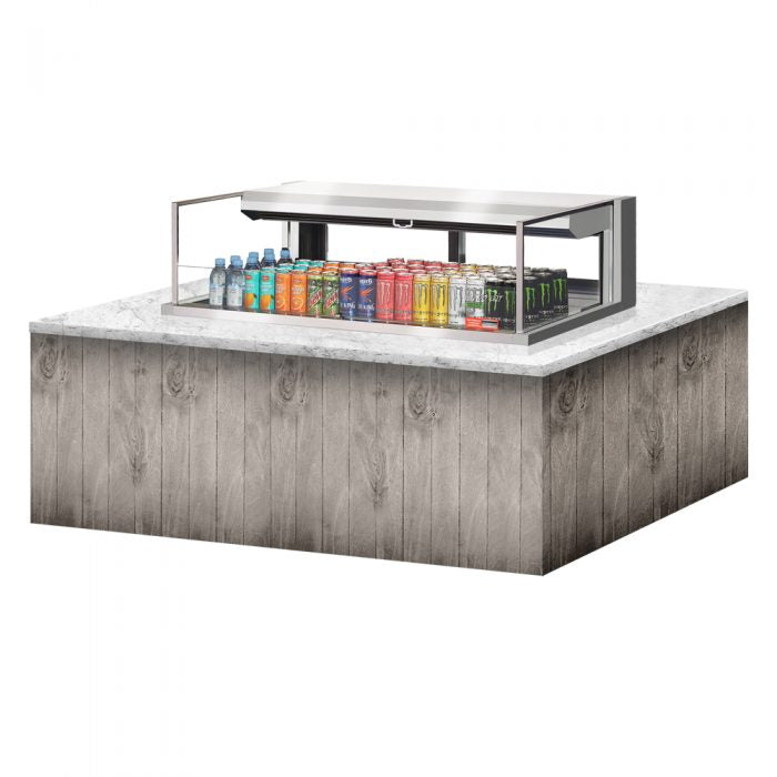 Turbo Air TOM-48L-UFD-S-1SI-N 46-3/4" Low Profile Drop In Open Display Merchandiser, European Straight Style, Stainless Steel, 6.3 Cu. Ft.