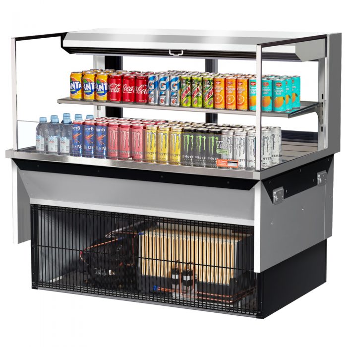 Turbo Air TOM-48L-UFD-S-2SI-N 46-3/4" Low Profile Drop In Open Display Merchandiser, 1 shelf, European Straight Style, Stainless Steel, 10.2 Cu. Ft.