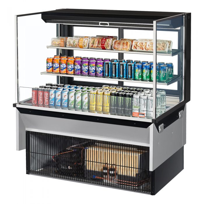 Turbo Air TOM-48L-UFD-W(B)-3SI-N 46-3/4" Low Profile Drop In Open Display Merchandiser, 2 shelves, European Straight Style, 15.2 Cu. Ft.