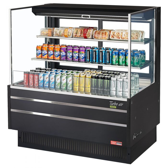 Turbo Air TOM-48L-UFD-W(B)-3S-N 46-3/4" Low Profile Open Display Merchandiser, 2 shelves, European Straight Style, 15.2 Cu. Ft.