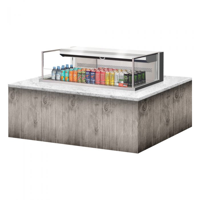 Turbo Air TOM-48L-UF-S-1SI-N 34-3/4" Low Profile Drop In Open Display Merchandiser, European Straight Style, Stainless Steel, 6.3 Cu. Ft.