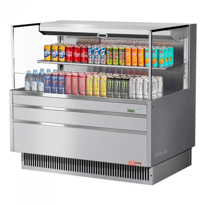 Turbo Air TOM-48L-UF-S-2S-N 46-3/4" Low Profile Open Display Merchandiser, 1 shelf, European Straight Style, Stainless Steel, 10.2 Cu. Ft.