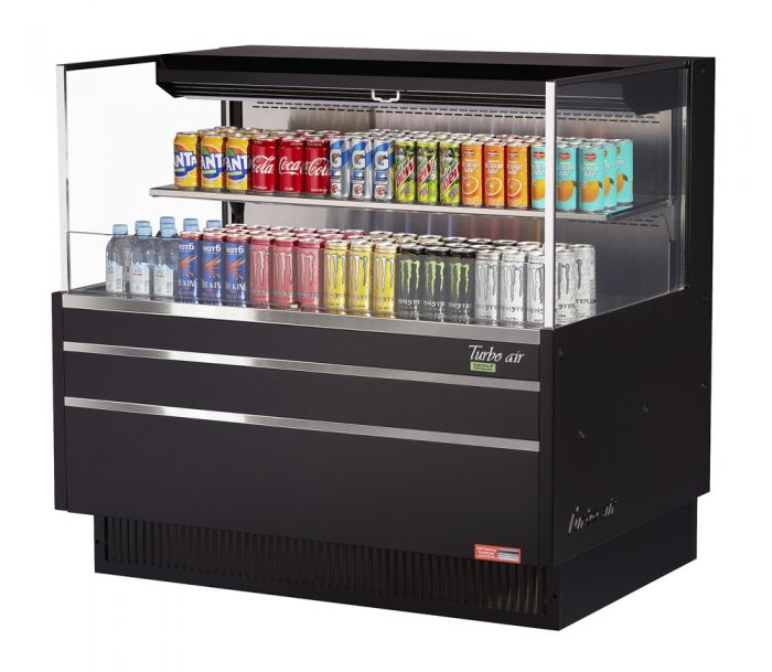 Turbo Air TOM-48L-UF-W(B)-2S-N 46-3/4" Low Profile Open Display Merchandiser, 1 shelf, European Straight Style, 10.2 Cu. Ft.