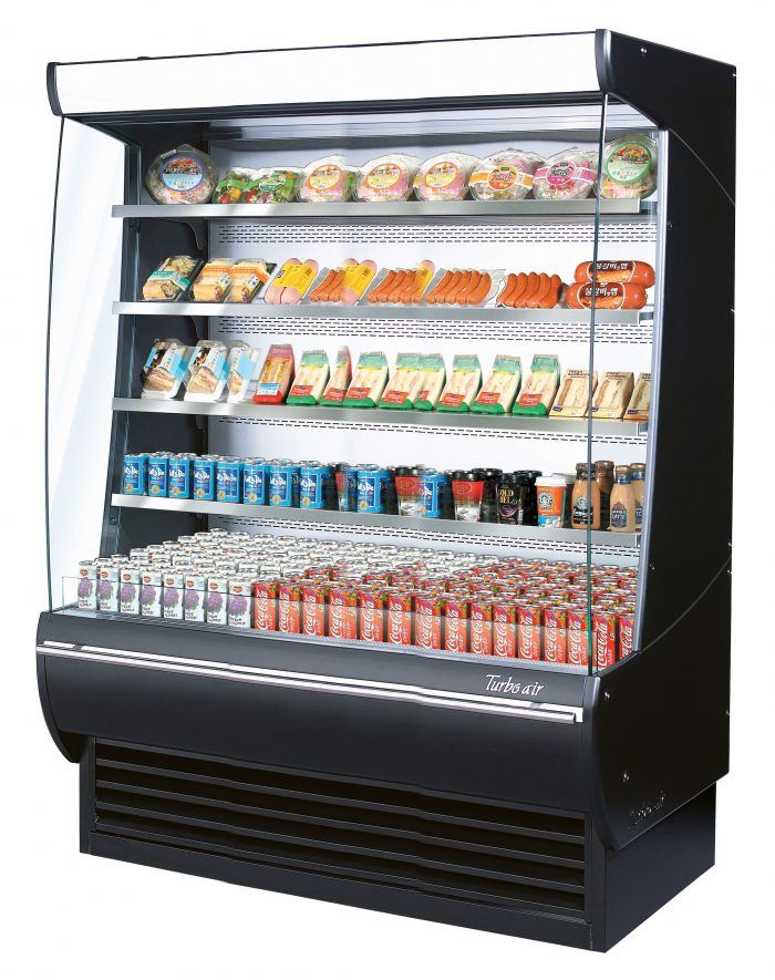 Turbo Air TOM-60DXB-N 60" Vertical Open Display Merchandiser, 34" Extra Deep, Black, 18.9 Cu. Ft.