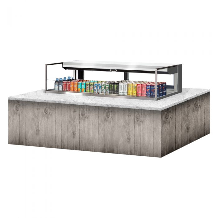 Turbo Air TOM-60L-UFD-S-1SI-N 58-3/4" Low Profile Drop In Open Display Merchandiser, European Straight Style, Stainless Steel, 8 Cu. Ft.