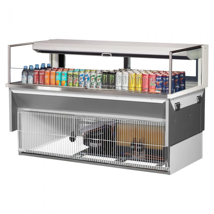 Turbo Air TOM-60L-UFD-W(B)-1SI-N 58-3/4" Low Profile Drop In Open Display Merchandiser, European Straight Style, 8 Cu. Ft.