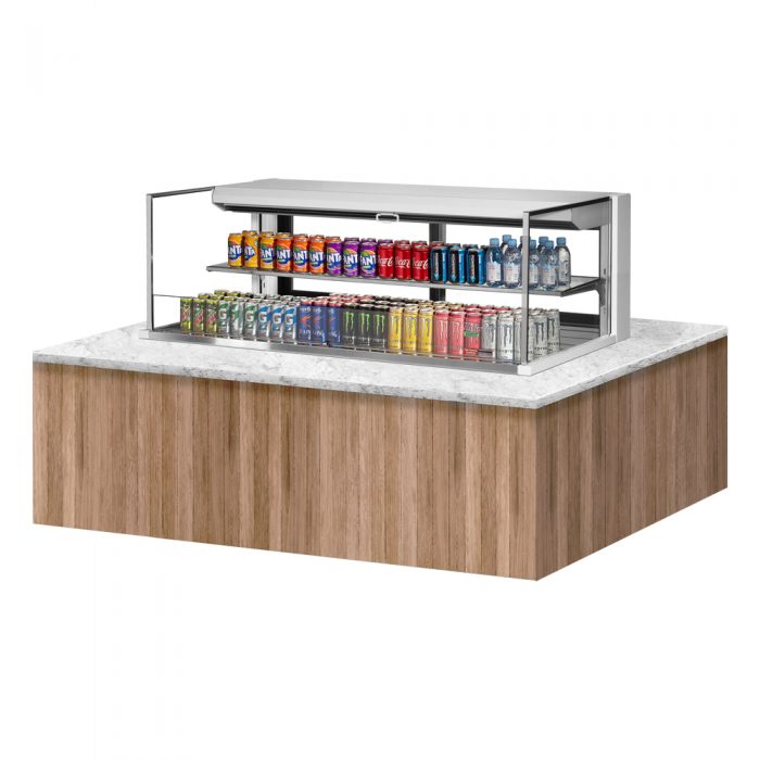 Turbo Air TOM-60L-UFD-W(B)-2SI-N 58-3/4" Low Profile Drop In Open Display Merchandiser, 1 shelf, European Straight Style, 13 Cu. Ft.