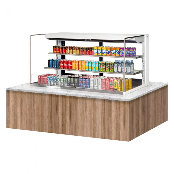 Turbo Air TOM-60L-UFD-W(B)-3SI-N 58-3/4" Low Profile Drop In Open Display Merchandiser, 2 shelves, European Straight Style, 19.3 Cu. Ft.