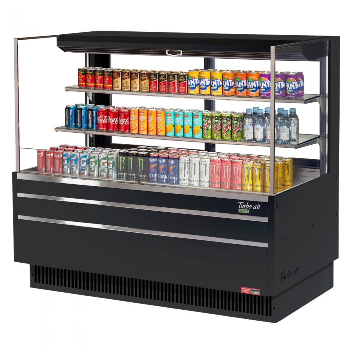 Turbo Air TOM-60L-UFD-W(B)-3S-N 58-3/4" Low Profile Open Display Merchandiser, 2 shelves, European Straight Style, 19.3 Cu. Ft.