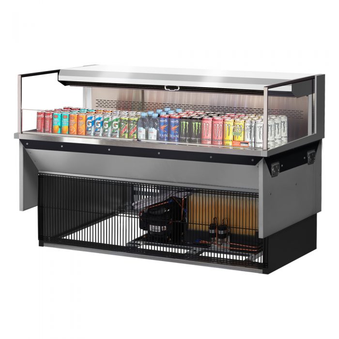 Turbo Air TOM-60L-UF-S-1SI-N 58-3/4" Low Profile Drop In Open Display Merchandiser, European Straight Style, Stainless Steel, 8 Cu. Ft.